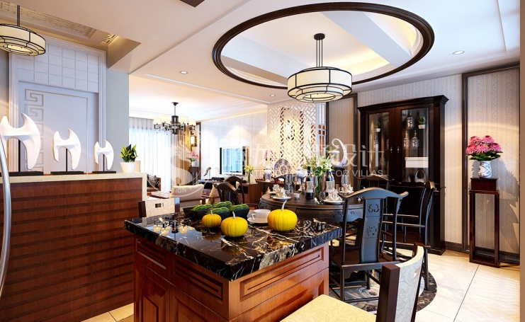 新城御景新中式风格别墅装修效果图-2