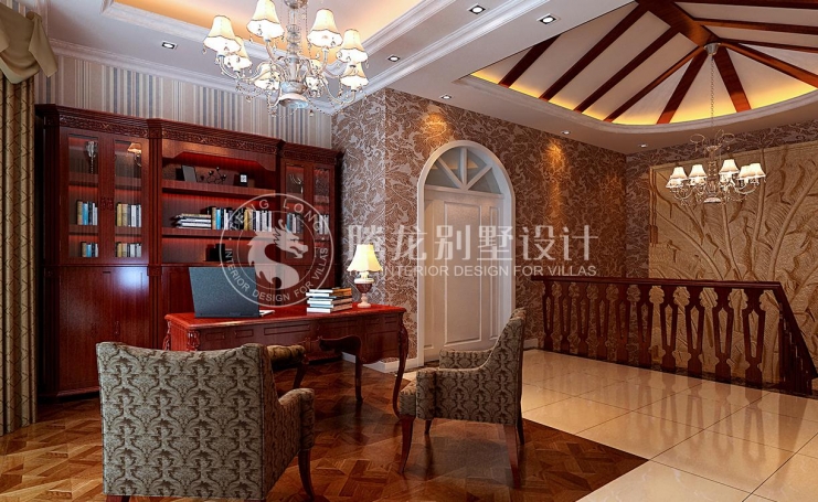 佘山银湖别墅美式风格别墅装修效果图-2