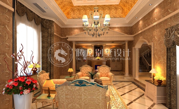 佘山银湖别墅美式风格别墅装修效果图-4