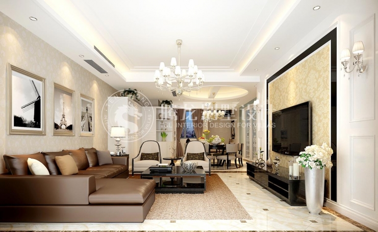 三湘海尚云邸欧式风格别墅装修效果图-3