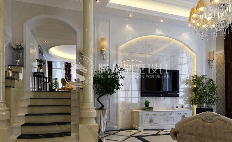 虹桥城市花园别墅美式风格别墅装修效果图-1