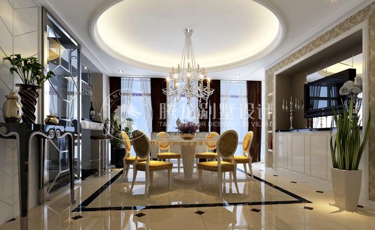 虹桥城市花园别墅美式风格别墅装修效果图-2