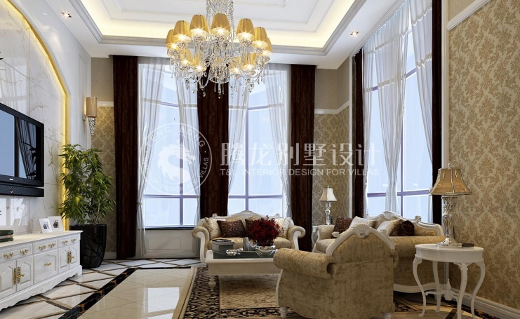 虹桥城市花园别墅美式风格别墅装修效果图-4