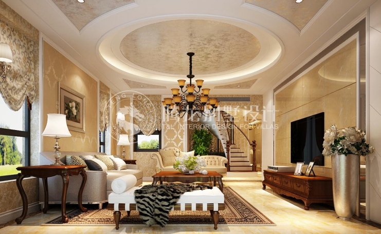 春江美庐别墅欧式风格别墅装修效果图-7