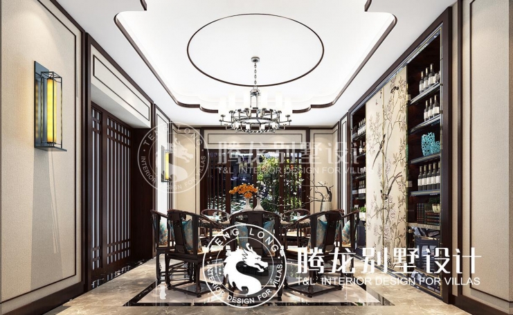 名人世家新中式风格别墅装修效果图-2