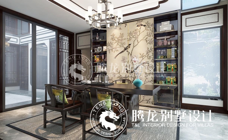 名人世家新中式风格别墅装修效果图-3