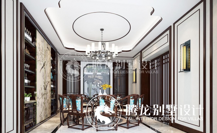 名人世家新中式风格别墅装修效果图-5