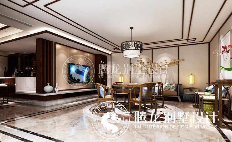 名人世家新中式风格别墅装修效果图-7