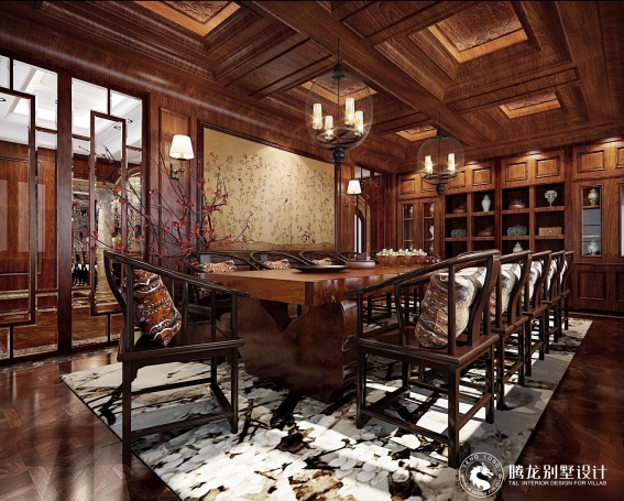 檀宫别墅混搭风格别墅装修效果图-1