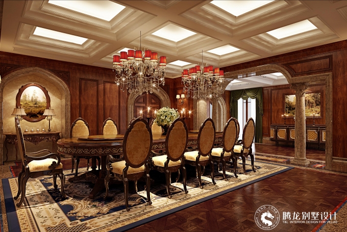 檀宫别墅混搭风格别墅装修效果图-3