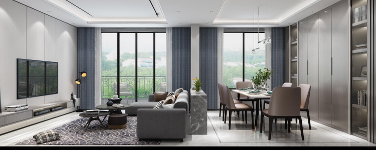 保利首创颂现代简约别墅装修效果图-1