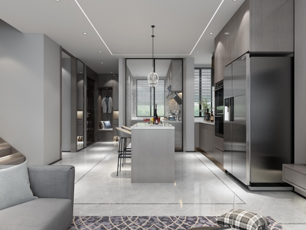保利首创颂现代简约别墅装修效果图-3