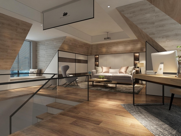 保利首创颂现代简约别墅装修效果图-7