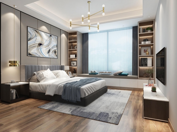 保利首创颂现代简约别墅装修效果图-9