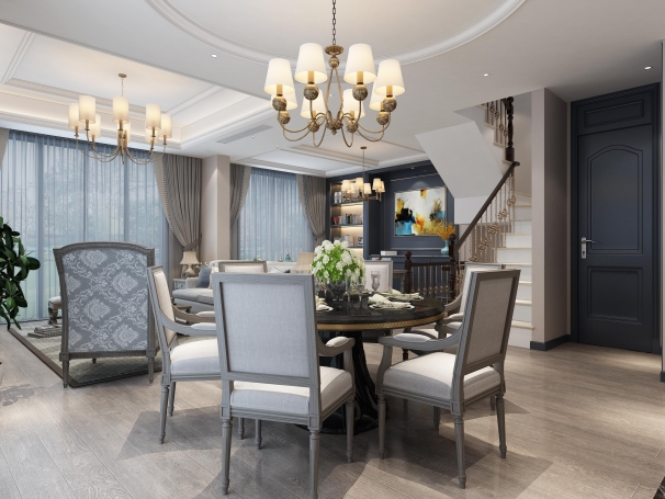 同济晶萃美式风格别墅装修效果图-1