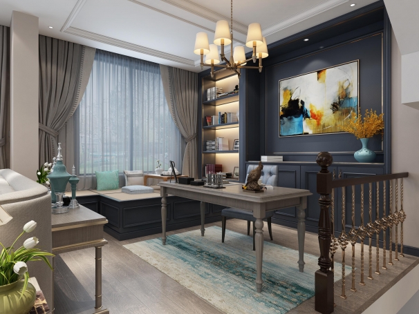 同济晶萃美式风格别墅装修效果图-3