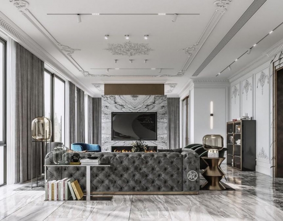 帕提欧香苑新中式风格别墅装修效果图-5