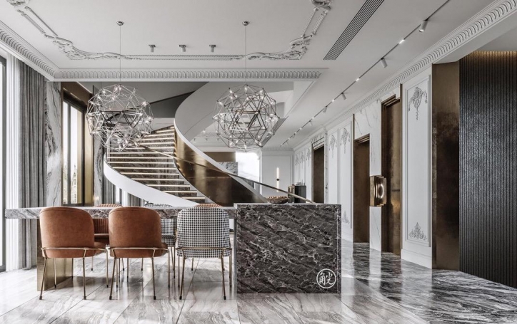 帕提欧香苑新中式风格别墅装修效果图-6