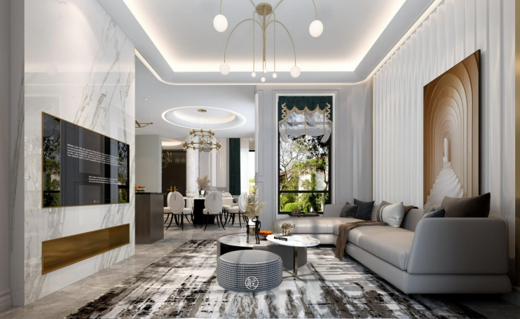 中海御景园现代简约别墅装修效果图-3