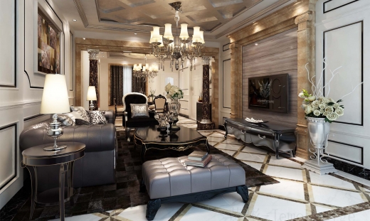 保利天琴宇欧式风格别墅装修效果图