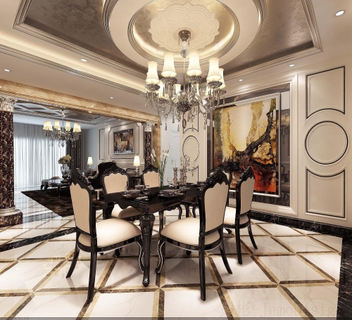 保利天琴宇欧式风格别墅装修效果图-2