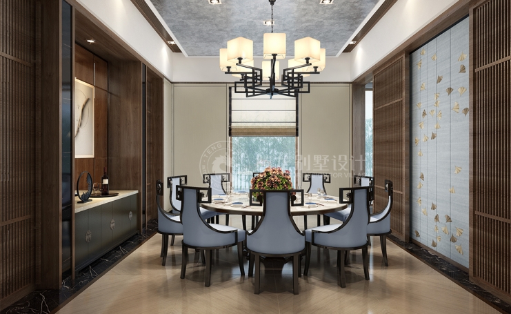 九间堂新中式风格别墅装修效果图-13