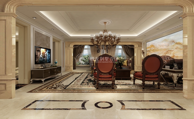 御品园林新古典风格别墅装修效果图-2