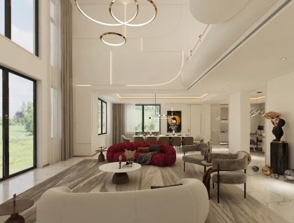 招商海廷轻奢风格别墅装修效果图