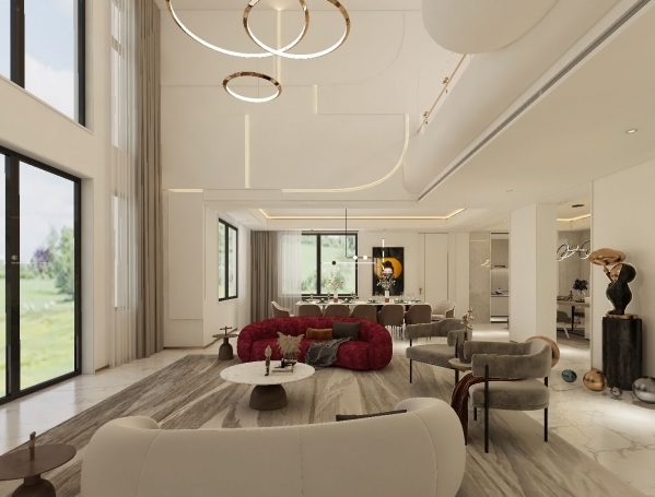 招商海廷轻奢风格别墅装修效果图-6