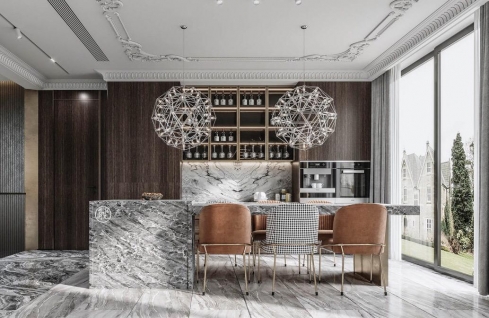 帕提欧香苑新中式风格别墅装修效果图