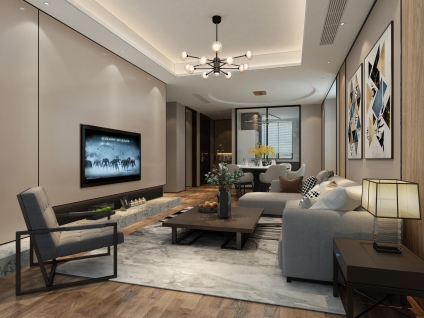 保利首创颂现代简约别墅装修效果图
