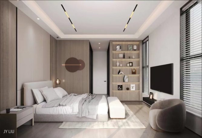 海天叠翠法式风格别墅装修效果图-3