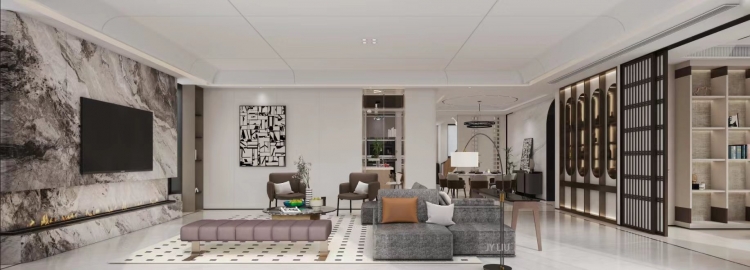 海天叠翠法式风格别墅装修效果图-4