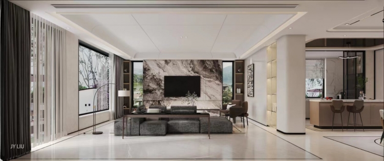 海天叠翠法式风格别墅装修效果图-5