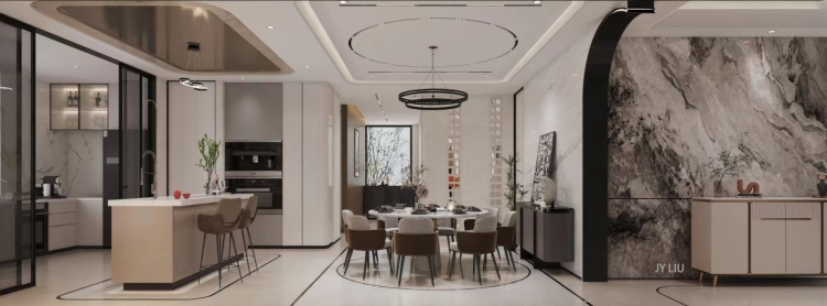 海天叠翠法式风格别墅装修效果图-6