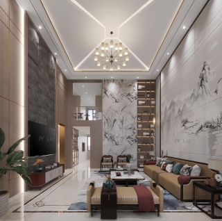 湖山在望新中式风格别墅装修效果图