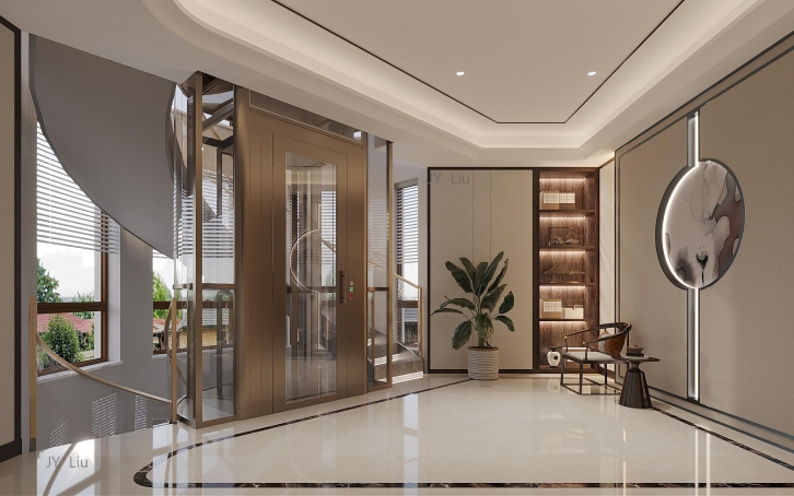 湖山在望新中式风格别墅装修效果图-2