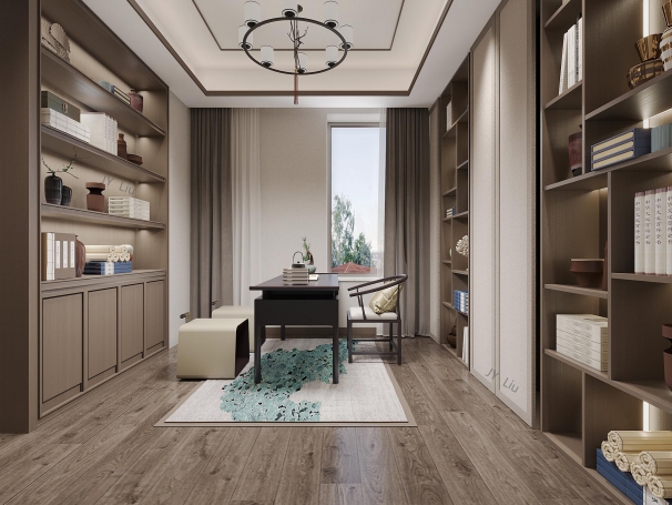 湖山在望新中式风格别墅装修效果图-4