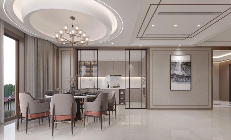 湖山在望新中式风格别墅装修效果图-5