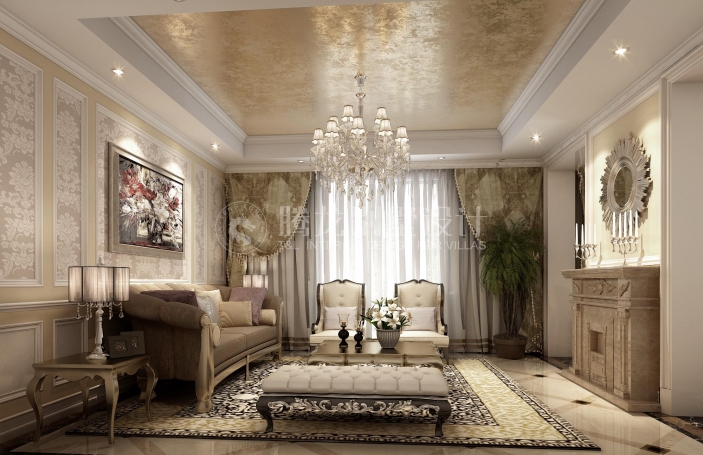 融创滨江壹号院欧式风格别墅装修效果图-1