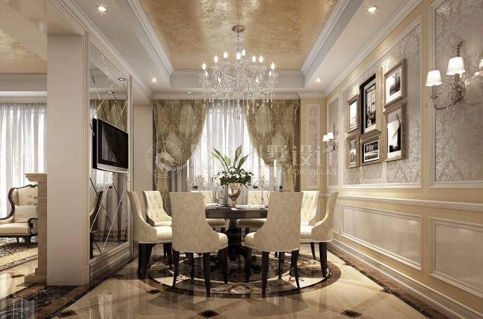 融创滨江壹号院欧式风格别墅装修效果图-2