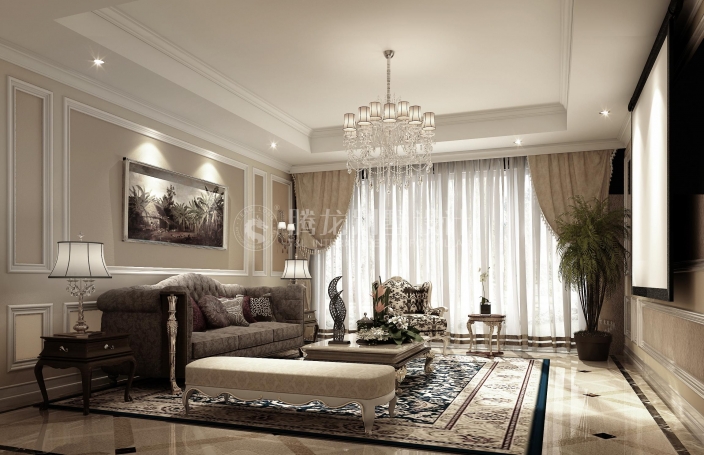 融创滨江壹号院欧式风格别墅装修效果图-3