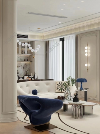 谷泰滨江大厦美式风格别墅装修效果图-1