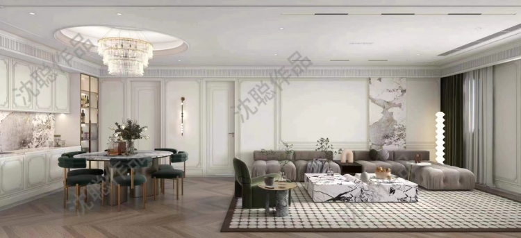 谷泰滨江大厦美式风格别墅装修效果图-4