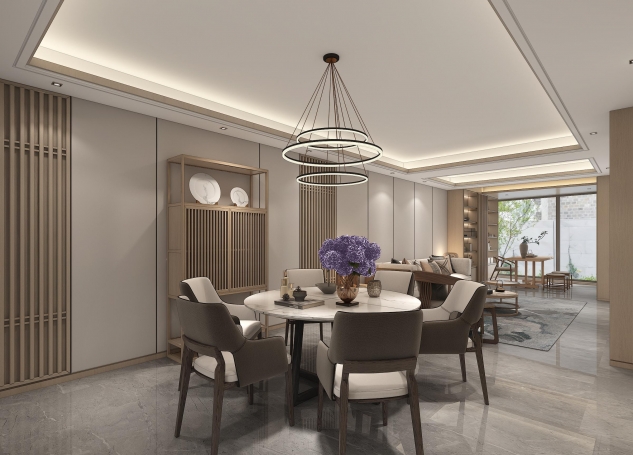 黎金苑新中式风格别墅装修效果图-2