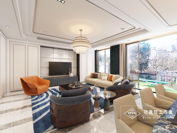 新城上坤樾山明月轻奢风格别墅装修效果图-2