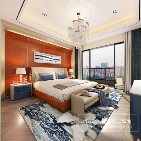 新城上坤樾山明月轻奢风格别墅装修效果图-4