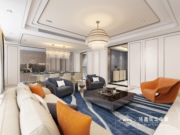 新城上坤樾山明月轻奢风格别墅装修效果图-5