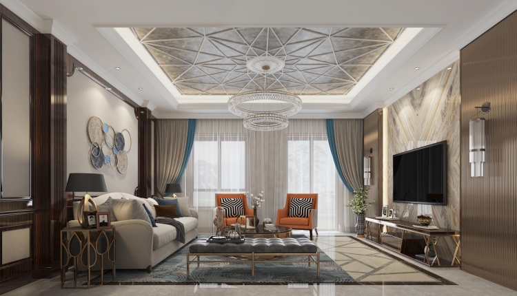 海上国际花园新古典风格别墅装修效果图-2