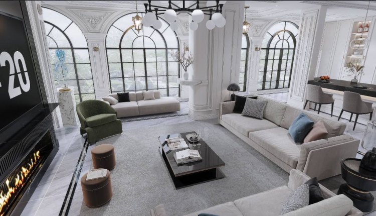 梵高别墅法式风格别墅装修效果图-1